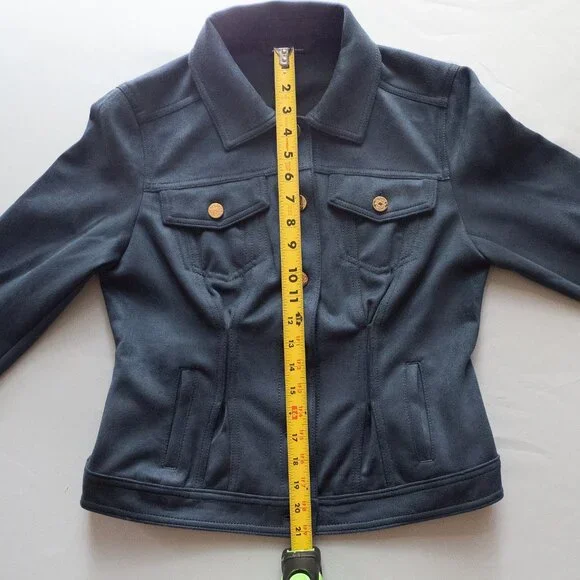 White House Black Market Faux Suede Flirty Jacket Small - Deep Blue - Picture 4 of 14